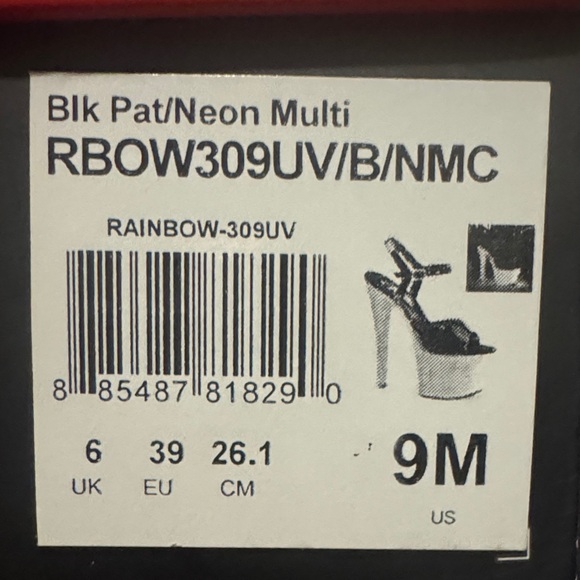 Pleaser Black Pat/Neon Multi platform heels - Picture 7 of 7